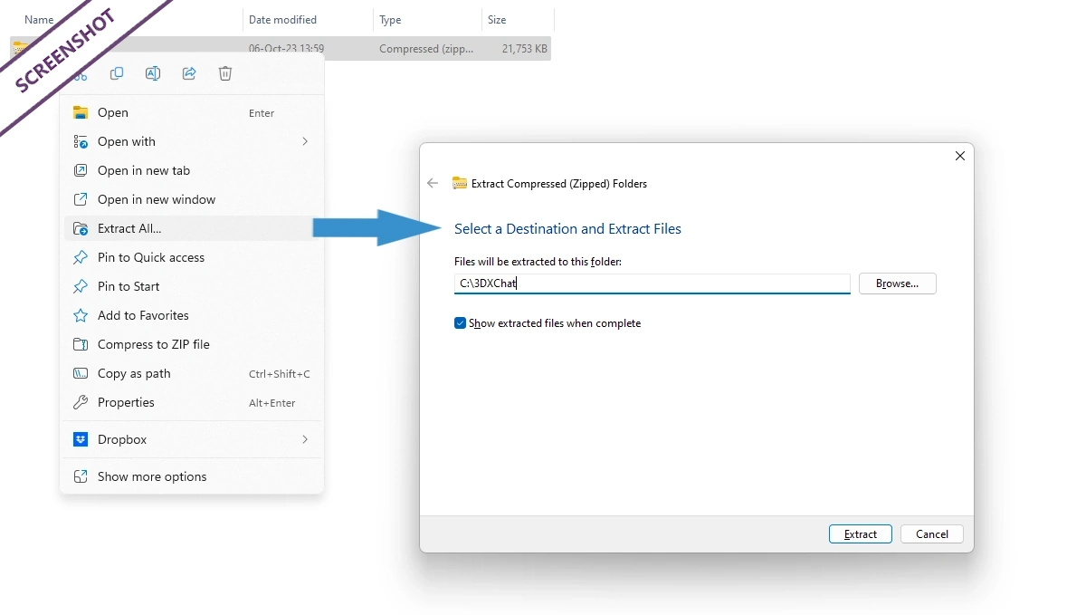 3dxchat files extraction screen