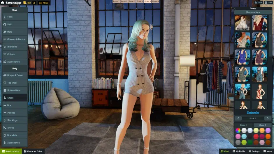 An avatar trying on new 3DXChat clothes