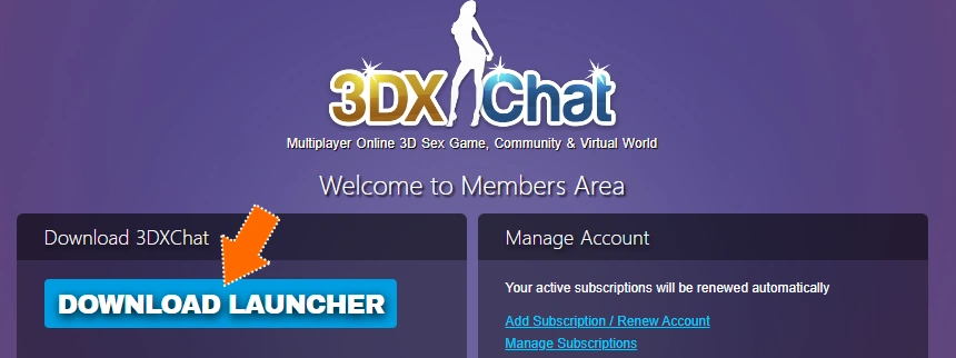 location of the download button in the members area screen